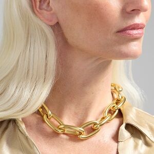 J.Crew Gold Chainlink Necklace 16” NWT w Jewelry Bag BS719